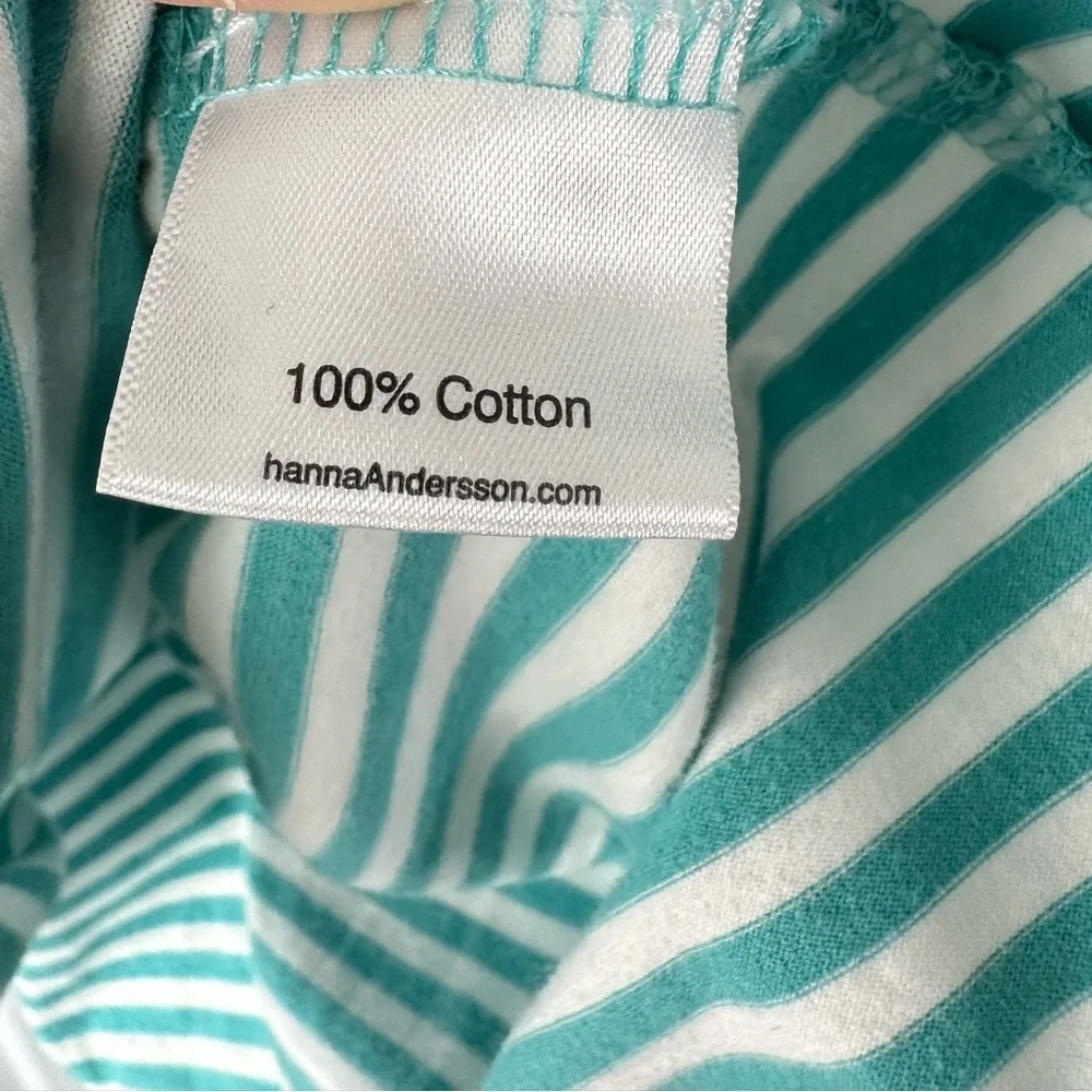 Hanna Andersson Girls Aqua And White Striped Tiered Tank Dress (Size 160)